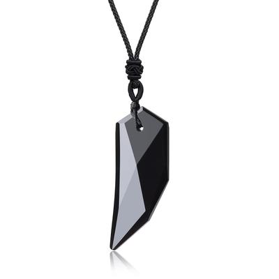 Obsidiánový Vlčí Zub Amulet pre Obchodné Šťastie Nastaviteľná Dĺžka Muži Ženy Prívesok/Náhrdelník