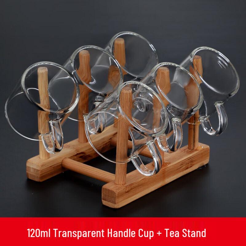 Heat-Resistant Glass Gongfu Tea Cups Set with Handles (6 Pack)