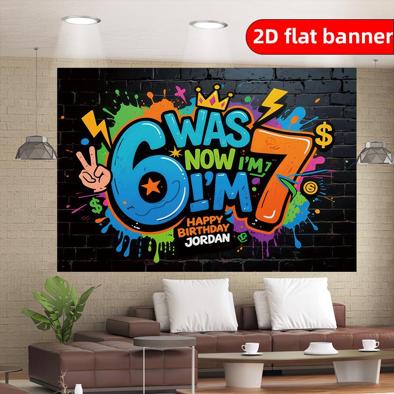 Banner plano 2D, pancarta de fiesta, material de poliéster, decoración temática Seis Siete, tela de fondo, tela de fondo para fotos