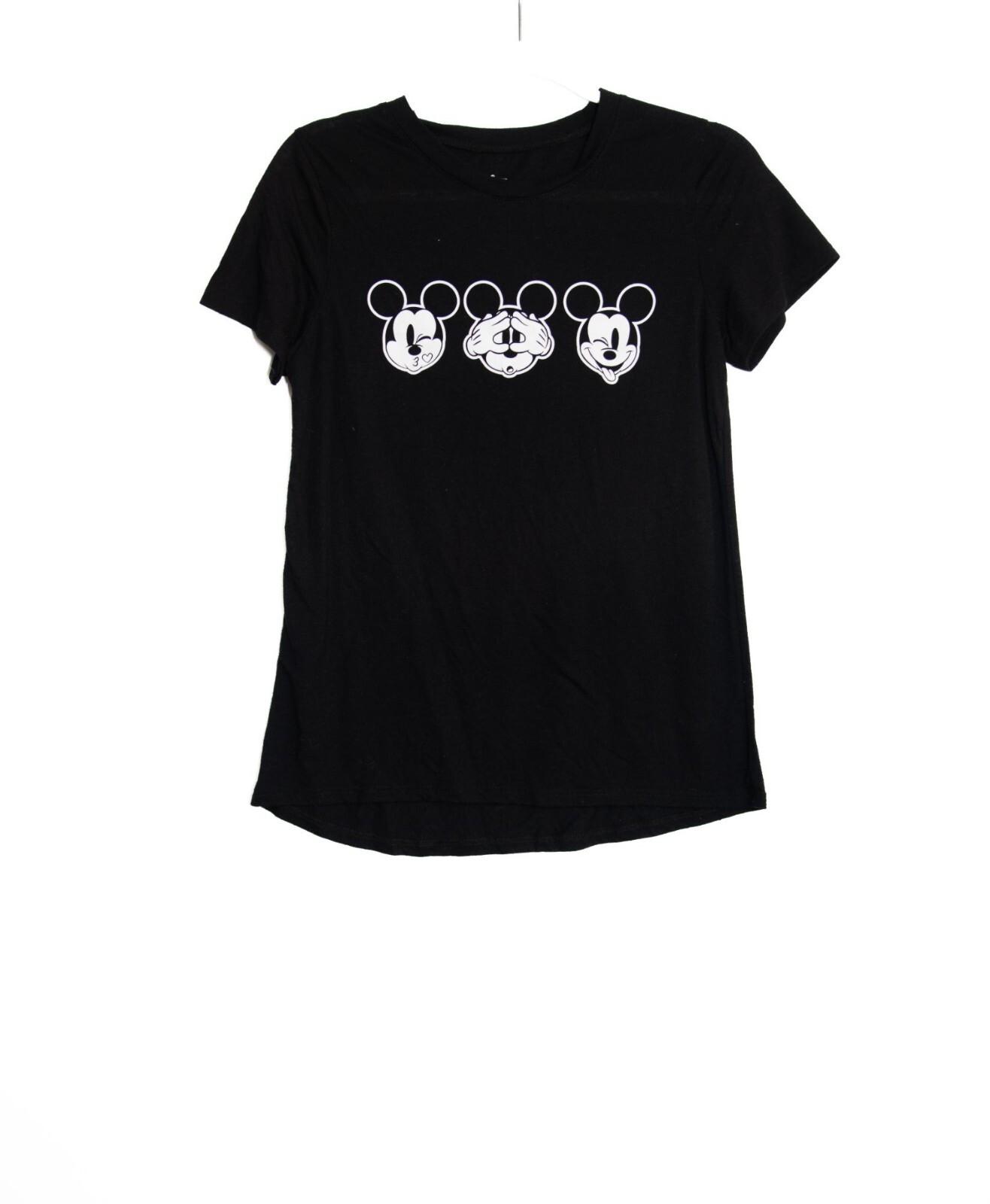 Disney Mickey Mouse Three Expressions Womens Black T-Shirt M L