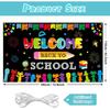 Welcome Back to School Background Banner Decoration,Fabric Bulletin Board Decoration,Welcome Back to School Photo Booth Backdrop Wall Decoration,72.8