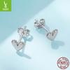 Mini Lace Love Plain Silver Stud Earrings Simple Versatile S925 Sterling Silver Delicate Heart Stud Earrings