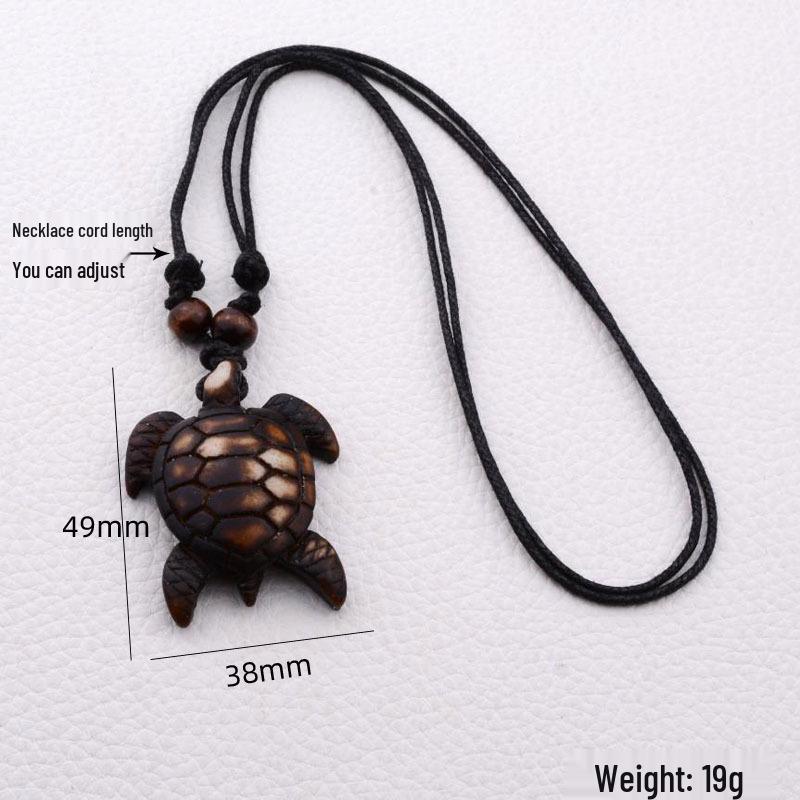 Turtle Necklace Yak Bone Carved Pendant - European & American Style Faux Bone Sea Turtle Pendants, Multiple Styles