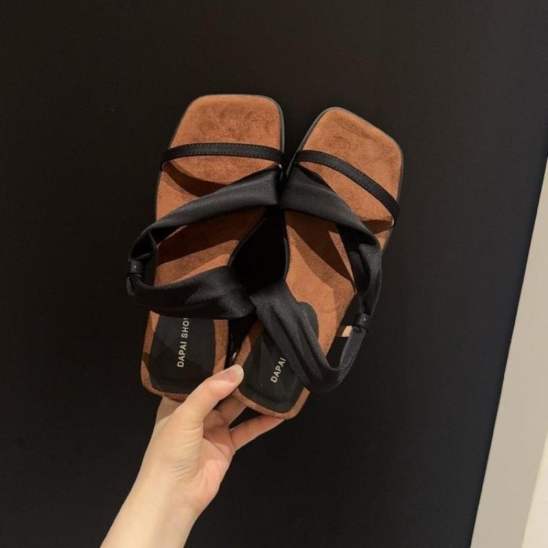 Shoes Women Slippers Casual On A Wedge Square Toe Slides Rubber Flip Flops Pantofle Heeled Mules Soft Luxury Hawaiian 2025 Summ