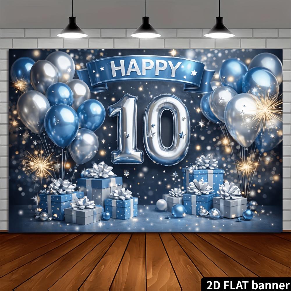 2D 10th Anniversary Celebration Banner Background - Blue and Silver Theme 10th Anniversary Celebration Background Polyester
