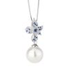 Pearl Necklace Niche Light Luxury Silver Needle Earrings Pearl Temperament Summer Versatile Set Pendant Earrings Royal Blue Women