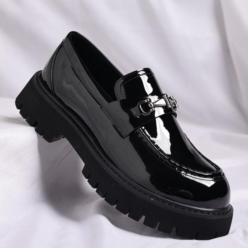 Fashion Classic Thick Sole Men's Penny Loafers Slip-On Business Dress Shoes Gentleman Metal Buckle Formal Black Business Shoes