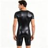 Men High Elasticity Plus Size Short Sleeve Shaping Seamless Glossy Tight Sexy Bodysuit