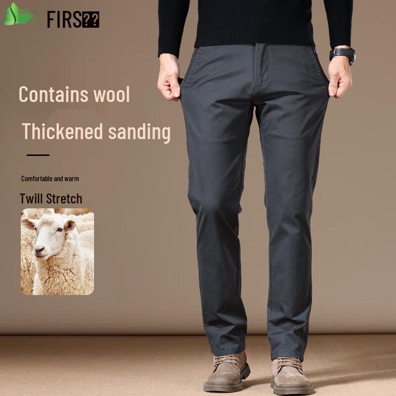 FIRS Men's 97.5% Cotton Winter Warm Straight-Leg Casual Pants