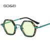 Ochelari de soare retro poligon pătrați, modă pentru femei, lentile cu gradient oceanic, ochelari pentru bărbați, trenduri punk, ochelari de soare, UV400