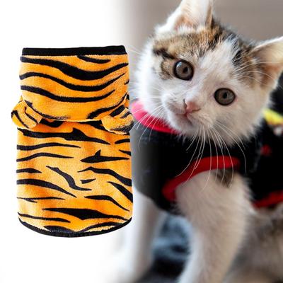 Söt kattdräkt, Varm jacka för valp, Mjuk tigerförvandlingsdräkt, Kläder för husdjur, Varma hundkläder för
