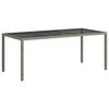 VidaXL Gartentisch Grau 190x90x75 cm Gehärtetes Glas und Poly Rattan