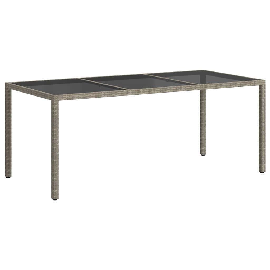 VidaXL Gartentisch Grau 190x90x75 cm Gehärtetes Glas und Poly Rattan