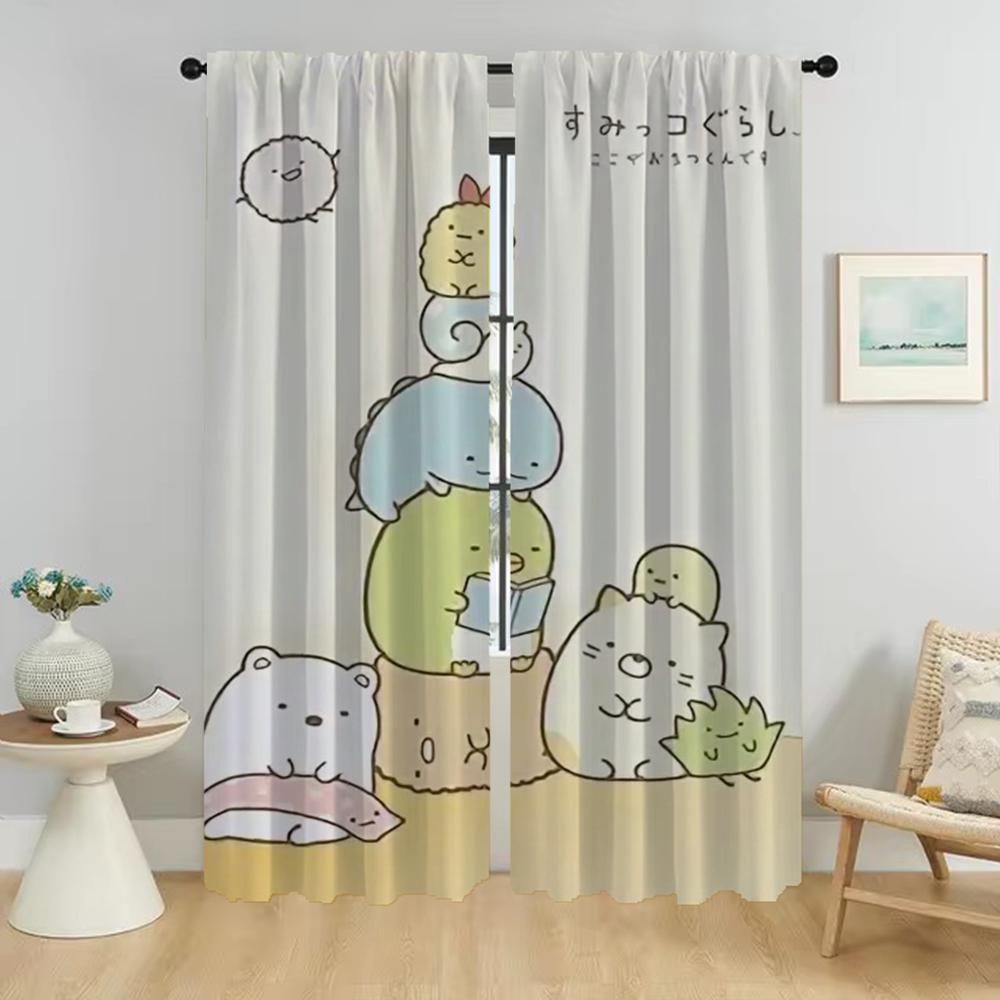 Set Of 2 Elegant Kitchen Curtains Bedroom Sumikko Gurashi Room Window Curtain Partition Shades Halloween Decoration Polyester Perfect For