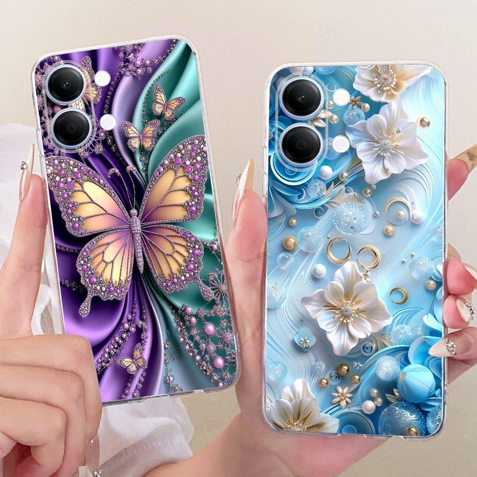 Handyhülle Für Vivo Y05 Hülle Transparent Ästhetisch Mode Schmetterling Süße Katze Cool Bemalt Weich Funda Für Y05 Vivo Hülle