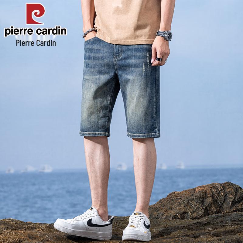 Pierre Cardin Men s Ripped Loose Fit Denim Shorts 32