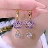 Exquisite Flower Dangle Earings Shiny Full Rhinestones Crystal Drop Earrings Women's Fashion Party Wedding Ear Jewelry Gifts K-