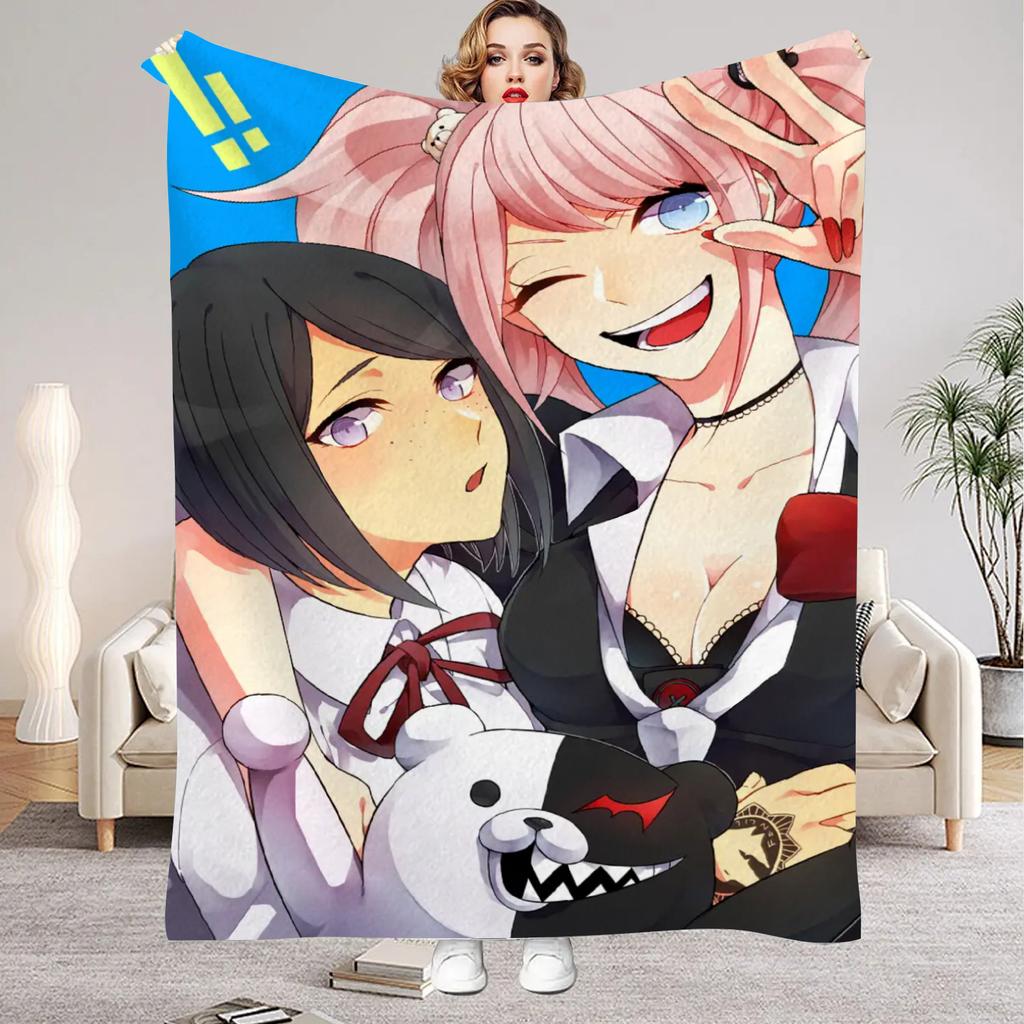 Coperta Danganronpa Classica Anime Gioco Morbida Peluche Flanella Plaid per Divano Letto Multidimensionale Copriletto per Sonnellini Tutte le Stagioni