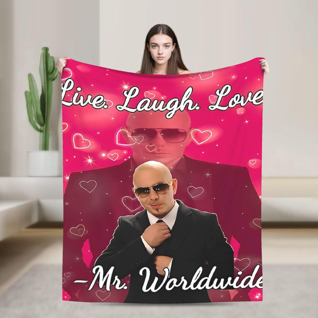 Pitbull Pan. Celosvětové legrační meme deky Teplé měkké plyšové přehozy pro domácí dekoraci Cestování Kancelář Flanelové přehozy na postel Postel