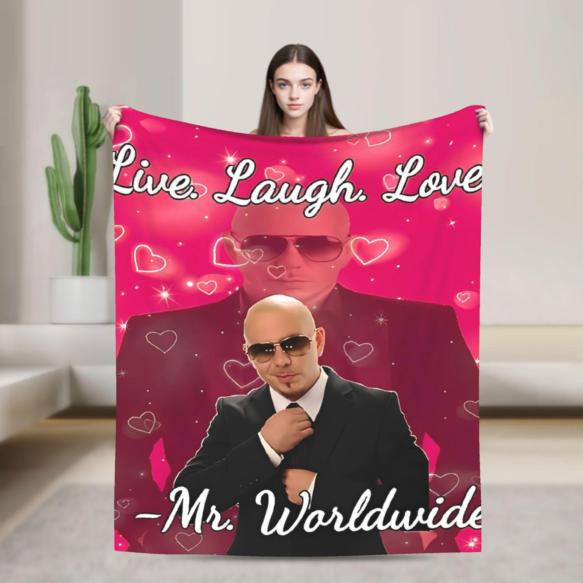 

Pitbull Mr. Worldwide Funny Meme Blankets Warm Soft Plush Throw Blanket For Home Decor Travel Office Flannel Bedspread Bed 75x90cm