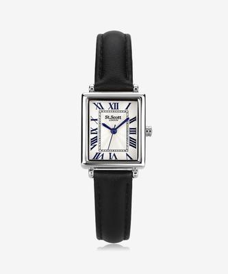 [ST.SCOTT LONDON] ST.SCOTT LONDON Secreto Women's Leather Watch - Silver Black ST5502F-SSB