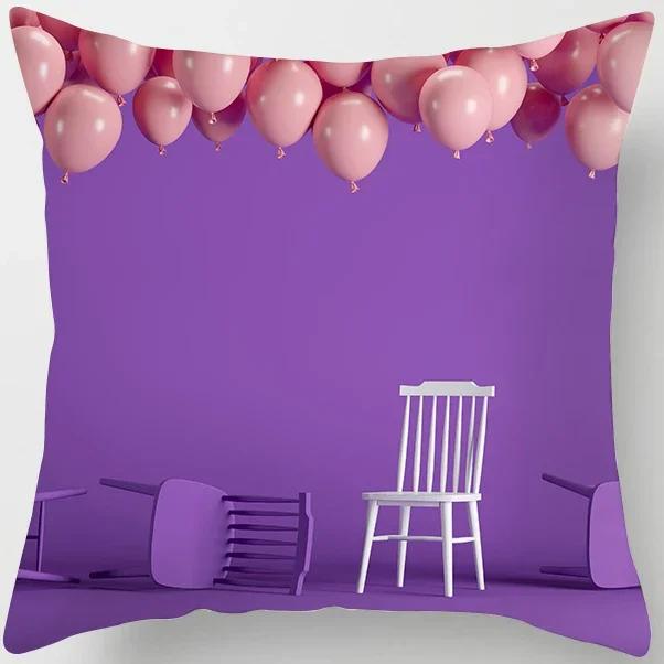 Peach Skin Pillowcase Home Decor  Candy Color Macaron Print Car Sofa Pillow Cushion Cover