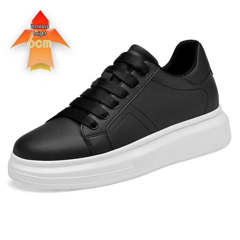 Invisible Height Boost 8CM Low Cut White Men s Shoes - Casual Cowhide Thick Sole Sneakers 44