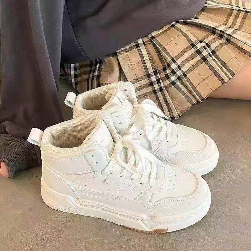 Women's Winter Solid Colour Flat Heel Casual Shoes Student Front Lace Sports Campus Board Shoes