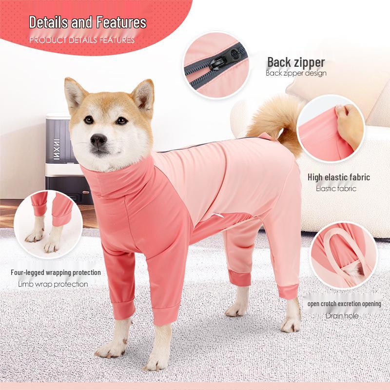 Breathable Summer Dog Outfit: Dirt-Resistant, High-Elastic, Four-Legged Design with Belly Cover for Small & Medium Dogs