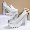 Women Platform Pumps Round Toe Casual High Heels Shoes for Women Elegant Outdoor Comfortable Anti-slip Shoes