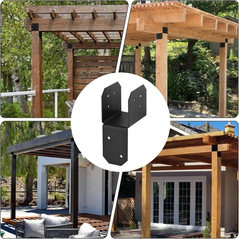 4 Stuks Houten Huis Hanger Verbindingspaal Lichtpaal Stalen Frame Ankers Connector Paaldoppen Bevestigingsbeugel voor Paal aan Balk Einde Duurzaam