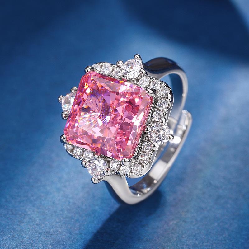 Autumn And Winter Jewelry High Carbon Diamond Ice Flower Cut Copper Inlaid Princess Square Premium Set 12 * 12-10 * 10