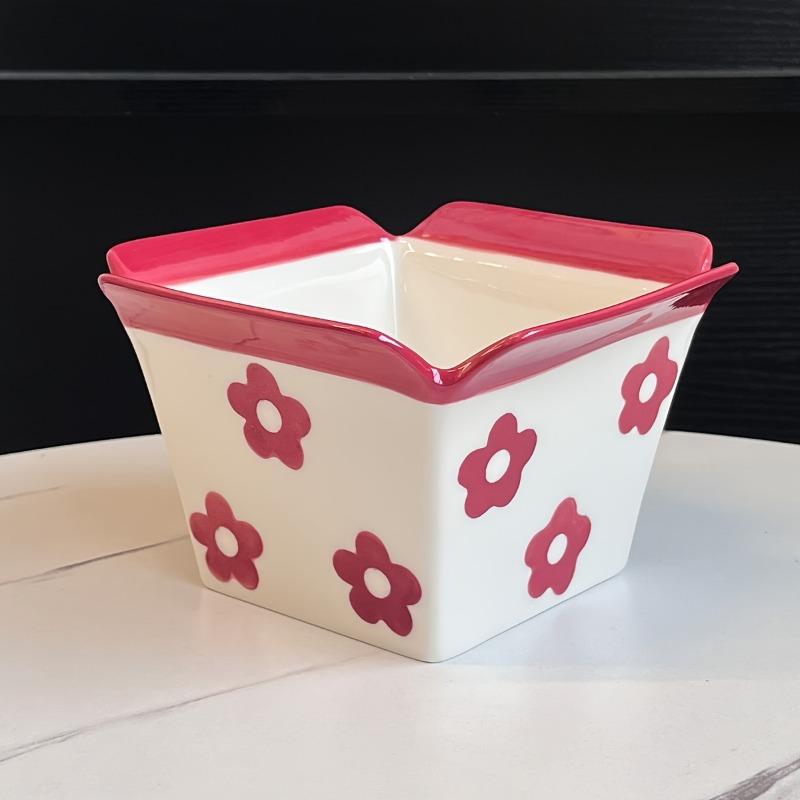 25.36oz Striped Cartoon Ceramic Snack Bucket, French Fry Popcorn Storage Bowl for Movie Night Home Decor