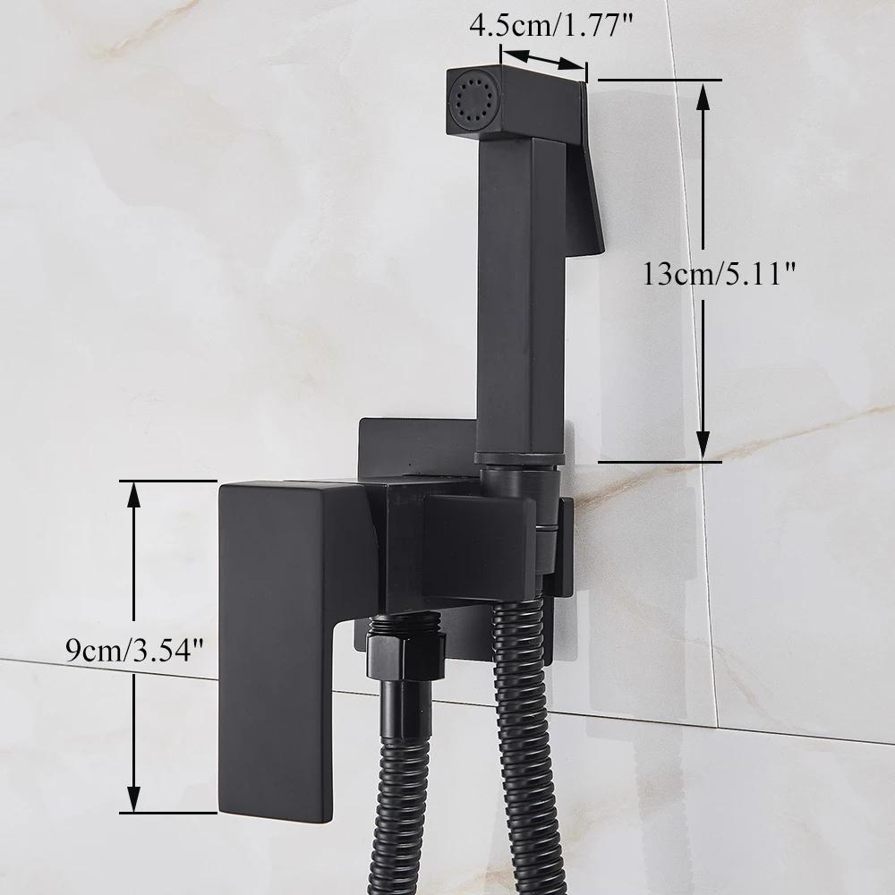 ALENARTWATER Bathroom Black Bidet Faucet Shower Tap Cold Hot Water Mixer Crane Sprayer Head Tap Toilet Faucets