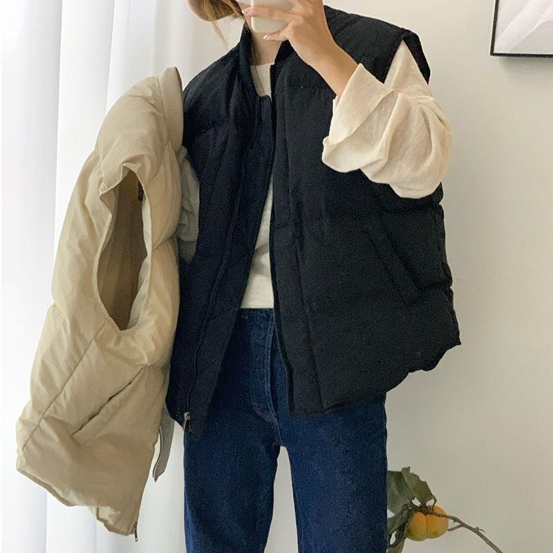 

Baseball collar down vest women s 2025 winter new fashion vest loose solid color white duck down thermal vest tide One Size чорний
