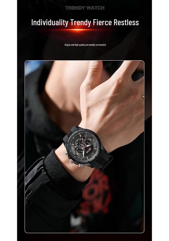 OFNS Men's Trendy Quartz Watch with Calendar, Multifunctional Small Seconds, 50m Waterproof - Casual Teenager Style