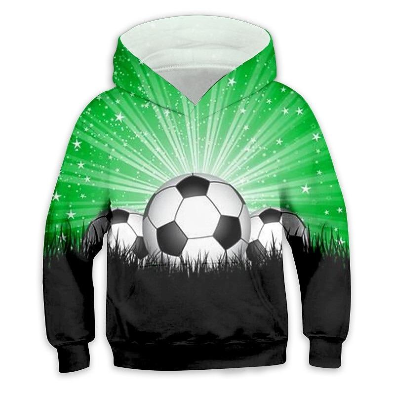 Boys 3D Football Hoodie Long Sleeve 3D Print Fall Active Kids 4-12 Years Regular Fit