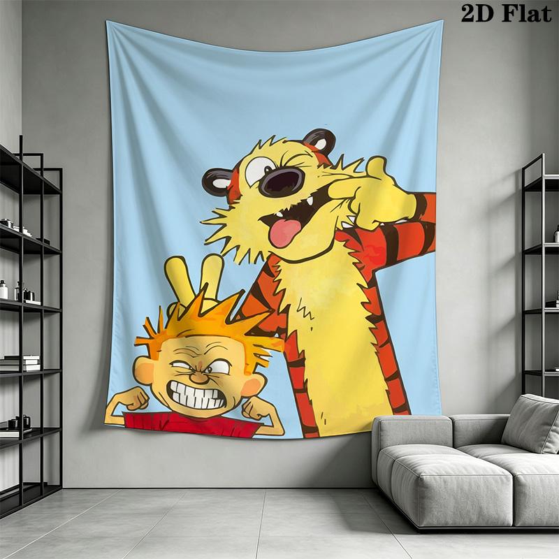 Calvin and Hobbes-inspired Pattern Home Decor Tapestry, Wall Hanging, Decorative RV Wall Cloth.XGT0914378