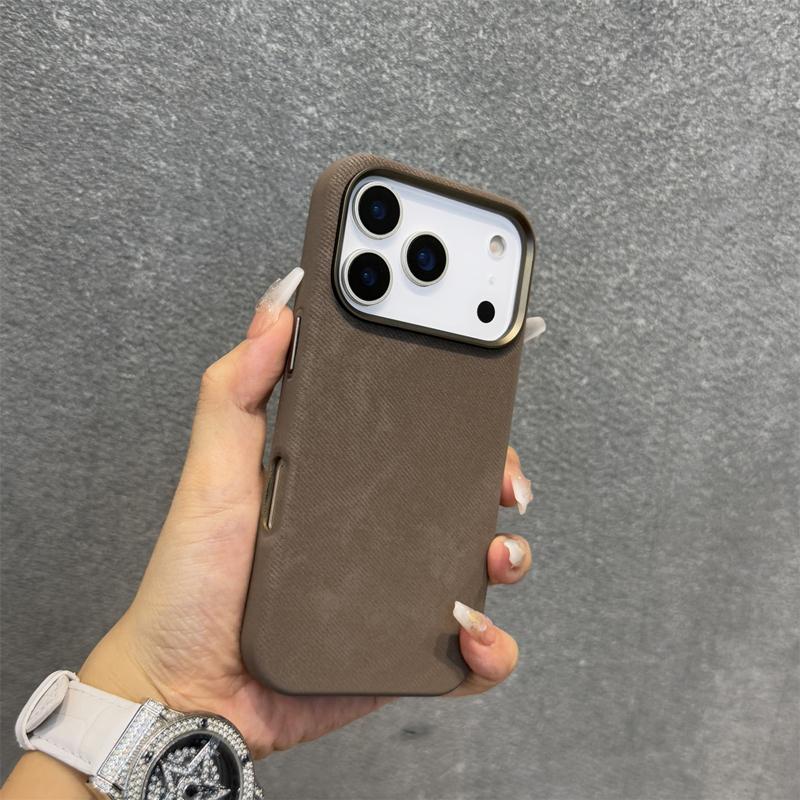 Business Commute Flannel Fabric Magnetic Charging Hard Case For IPhone 17Pro Max Air 16 15 13 14 12 Alloy Button Anti-drop Cover