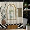Lustiger Retro-Frosch-Druck Duschvorhang Niedliches Vintage-Tierpflanze Für Badezimmerdekoration