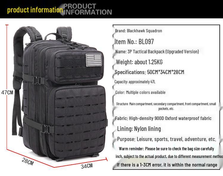 Men's Outdoor Tactical Camouflage Backpack for Off-Road, Camping, Hiking, and Cycling