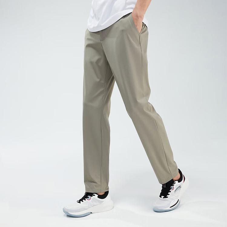 Anta Plain Mid-Rise Straight Casual Pants Men bottoms Gray 152337513N-4