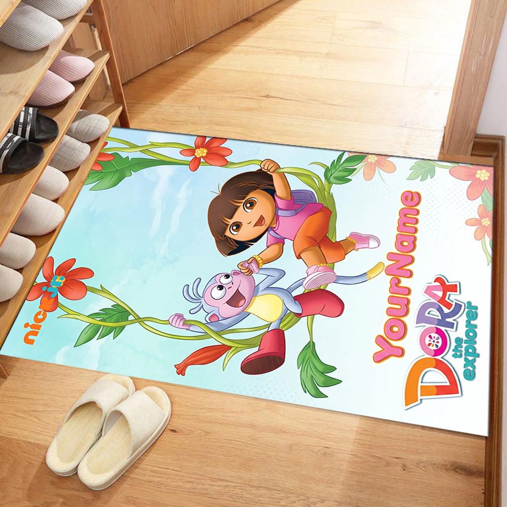 Dora Explorer Customizable Name Floor Rug Office Rug Design for Kitchen Foyer Decorate room Living Rooms Antislip Carpet Anime Office Decor