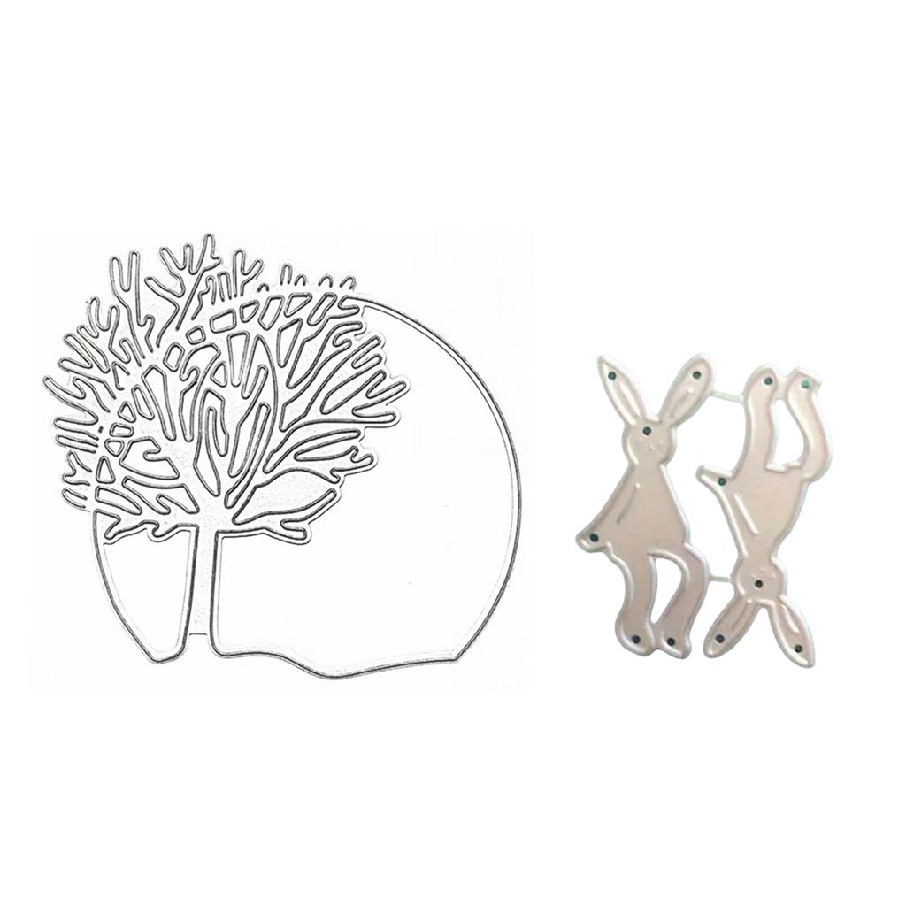 Rabbits Die Cut Tree Shape Die Cut Metal Templates Carbon Steel Cutting Dies for Card Making Scrapbooking Packaging