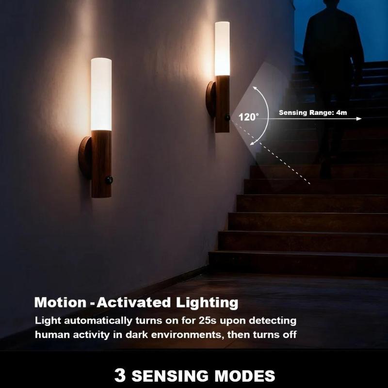 Creative Intelligent Auto PIR Motion Sensor LED Rechargeable Magnetic Night Light Wall Light Dormitory Lamp Kitchen Cabinet Light Lamp Gift