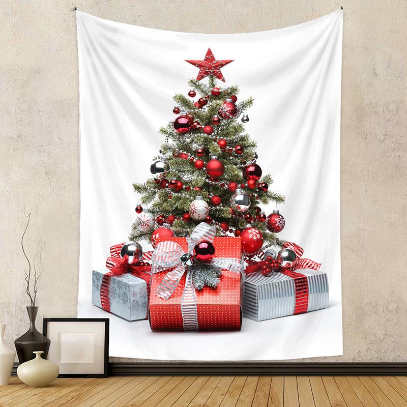 

European and American Christmas Tree Tapestry Christmas Printed Room Decor Wall Cloth Easy To Install Holiday Gifts for Friends 74x94cm(29x37in)