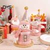 Christmas Candy Jar Christmas Plush Santa/Snowman/Elk Candy Holder Pink Candy Storage Box Fruit Packaging Jar for Home Decor