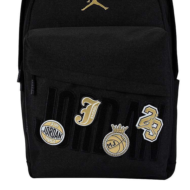Jordan Gold Logo Velcro Badge Random Stick Series Polyester Backpack Unisex Backpack JD2623161GS-001