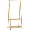 Bamboo Coat Rack with Shoe Shelf and 2 Hooks, Mobile, Natural