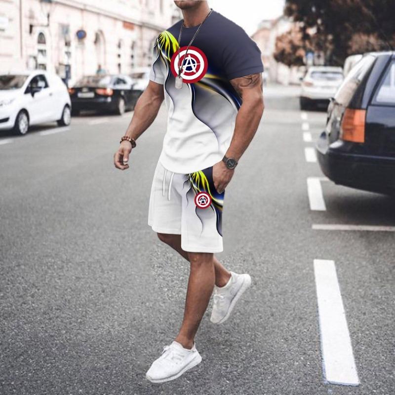 2026 Summer Men's Suit Hot Sale Large Size Casual Fashion Sportswear 3D Digital Printing Men's Short